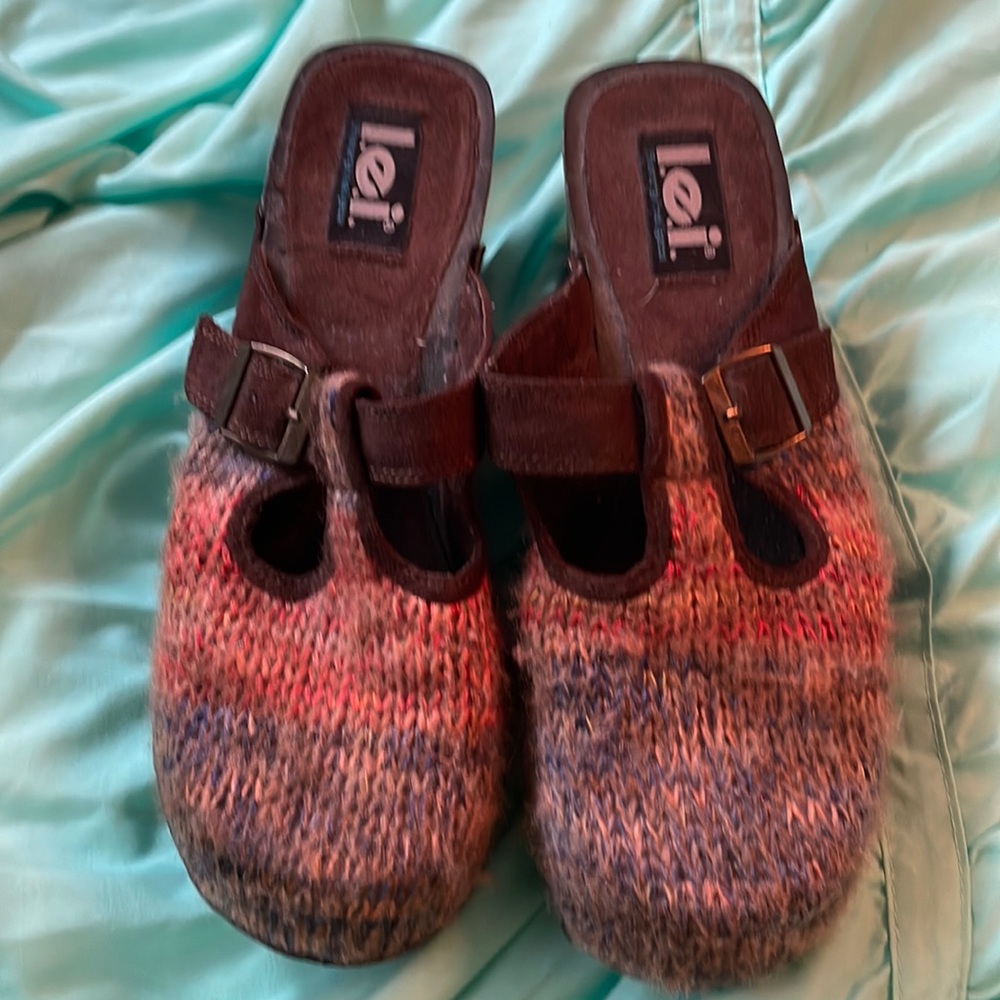 lei Multicolor Knit Clog Mules - Brown Trim